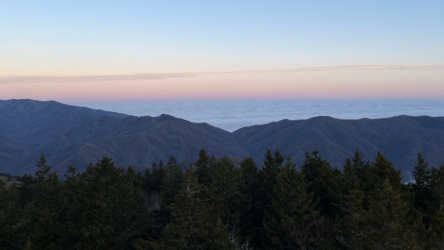 Photo of mountains and clouds in Great Smoky Mountains National Park.